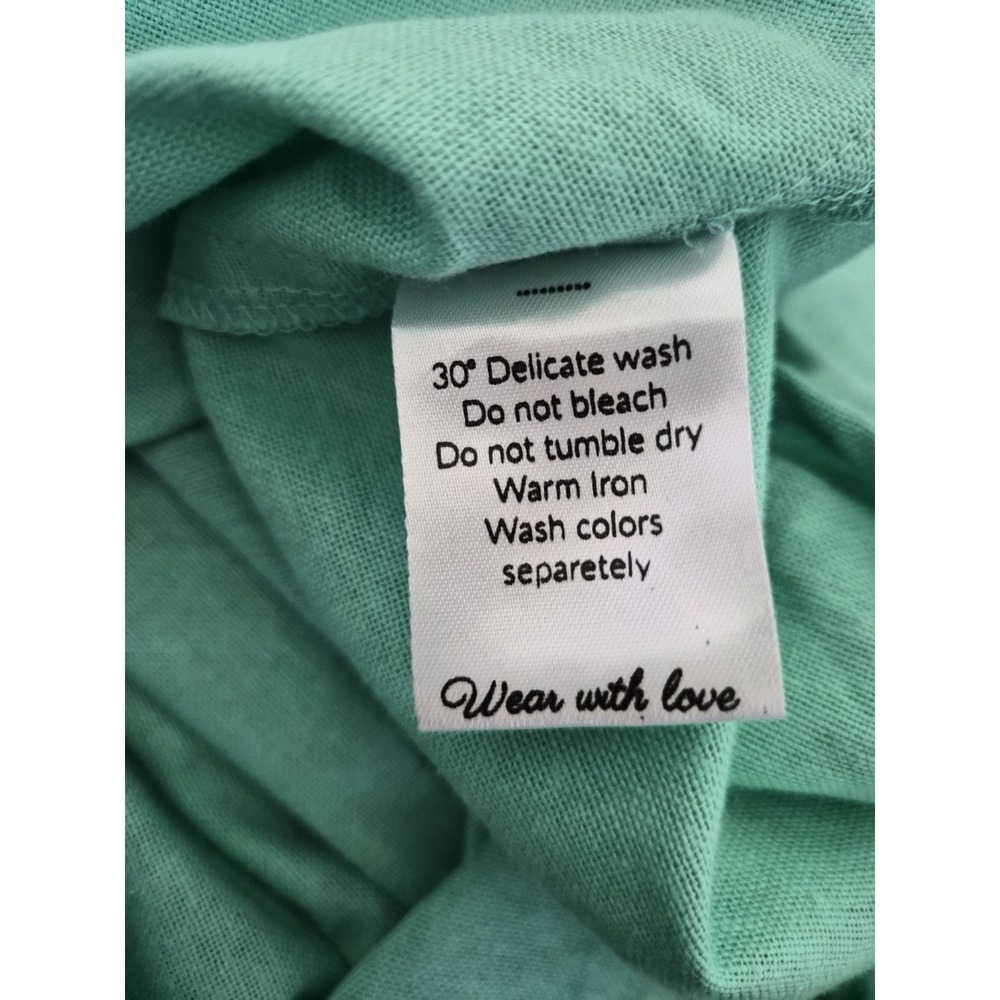 ELF Handmade 100% Linen Dress Puff Sleeve Babydoll Mint Green Bali Artisan NWT - Picture 7 of 8